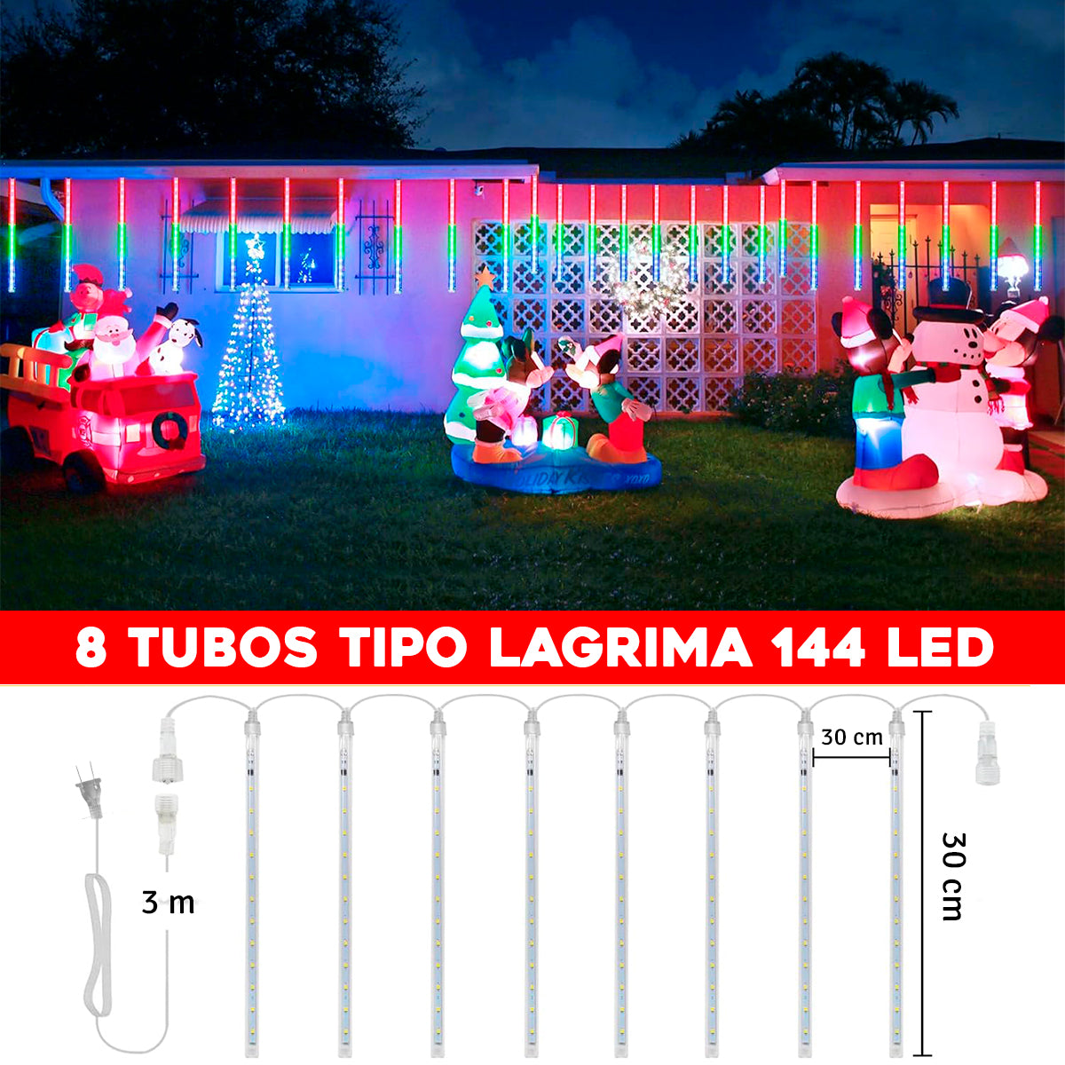 Luces Led Lluvia de Estrellas 30cm