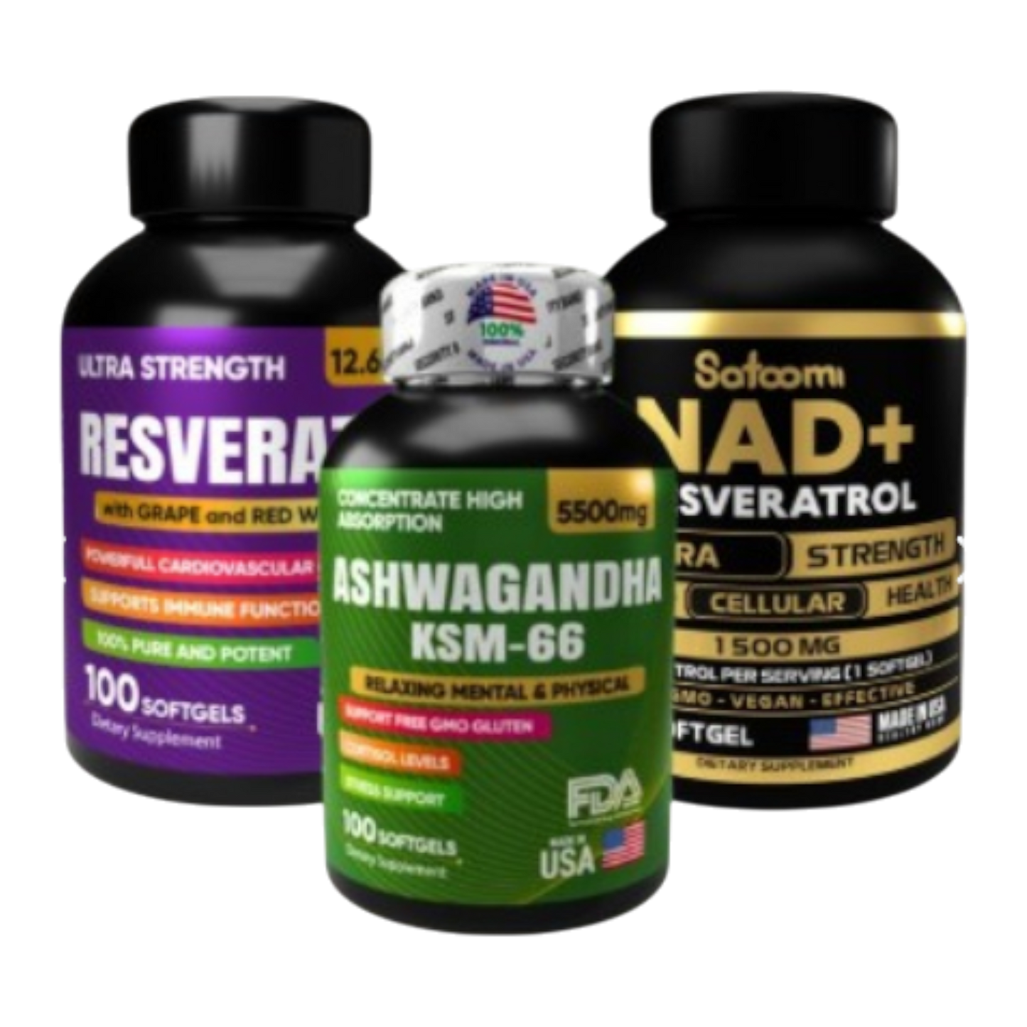 COMBO 1 NAD+1 ASHWAGANDHA+1 RESVERATROL